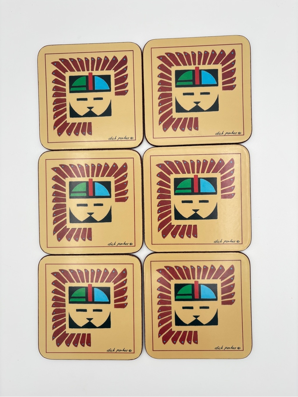 Vintage Pimpernel Kachina Coasters Set 6 Dick Parkes Southwestern